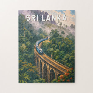 Sri Lanka Tåg Illustration Resa Konst Vintage Pussel