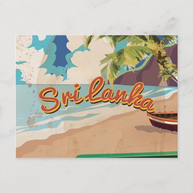 Sri Lanka Vintage Vacation Poster Vykort (Framsida)