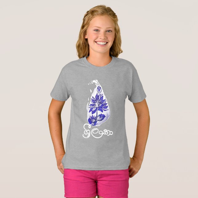 Sri Lankan karta i graffiti stil T Shirt (Hel framsida)