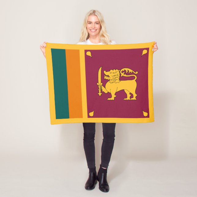 Sri Lankas flagga Fleecefilt (På plats)