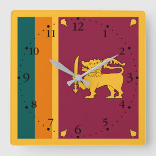Sri Lankas flagga Fyrkantig Klocka