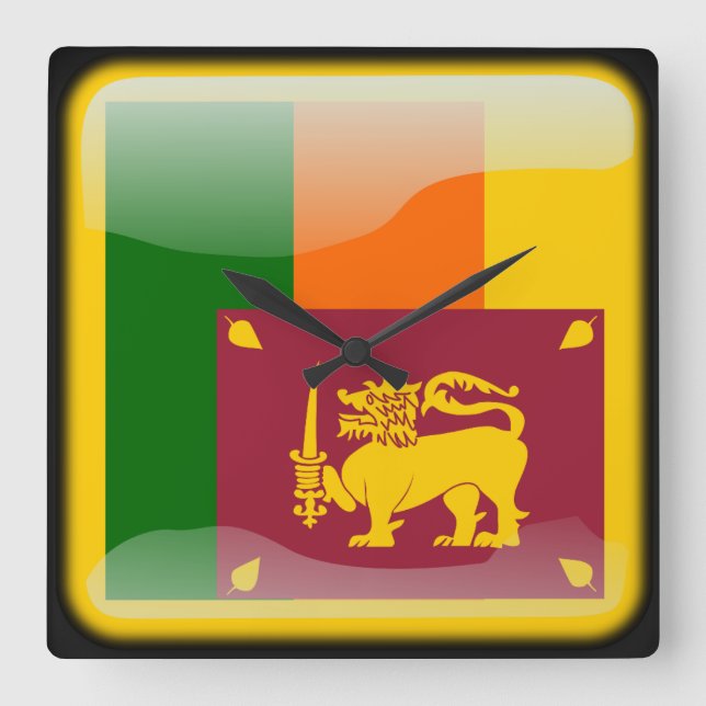Sri Lankas flagga Fyrkantig Klocka (Framsida)