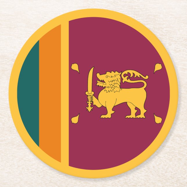 Sri Lankas flagga Underlägg Papper Rund (Framsidan)