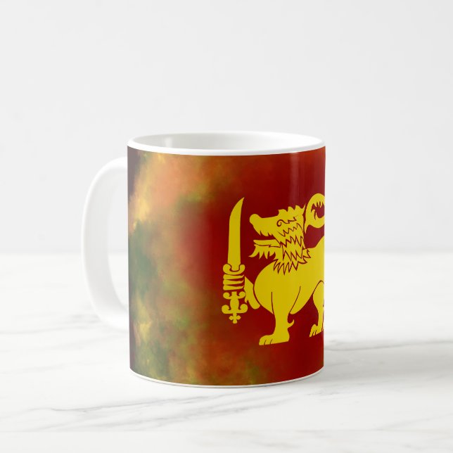 Sri Lankas Lejona utformning av Flagga Kaffemugg (Framsida vänster)