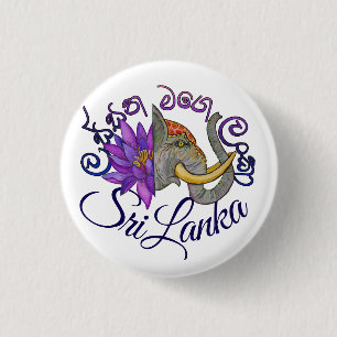 Sri Lankas souvenirer med Elephant och Lotus Knapp