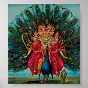 Sri Shanmukaha Subramania Swami av Raja Ravi Varma Poster