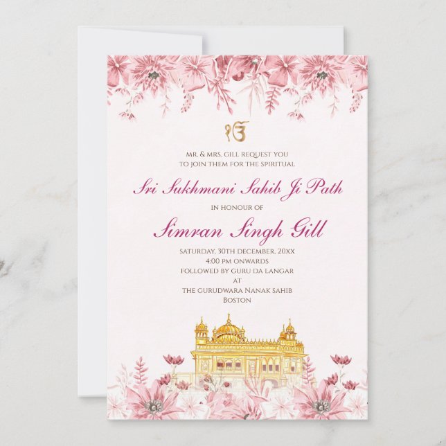 Sri Sukhmani Sahib path digital invitation Inbjudningar (Framsida)