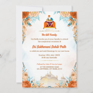 Sri Sukhmani Sahib Path Invitation till Inflyttnin Inbjudningar