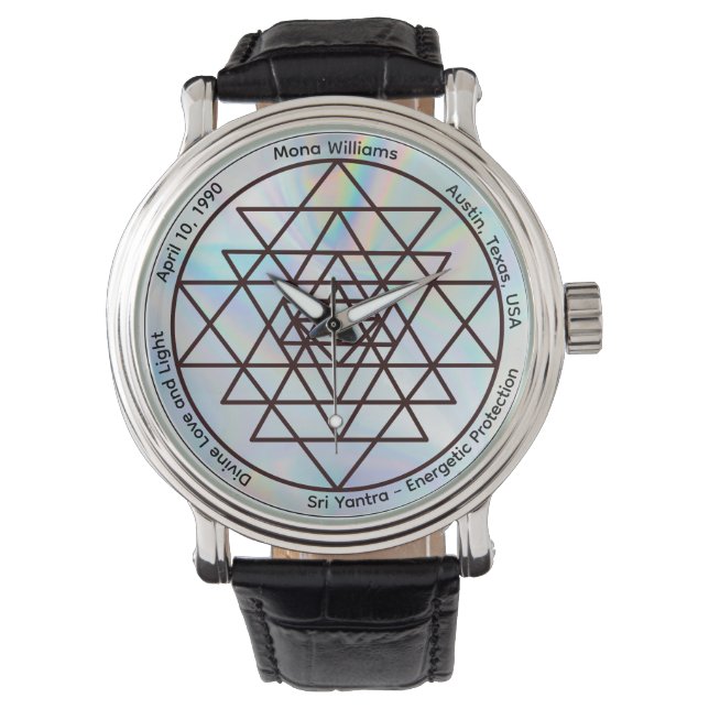 Sri Yantra – Anpassningsbar Skyddstalisman Armbandsur (Framsida)