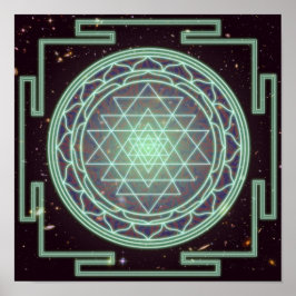Sri Yantra Blue Glow Poster