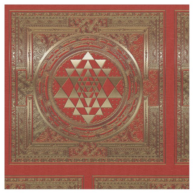 Sri Yantra - Bomullsväv Tyg (Närbild)