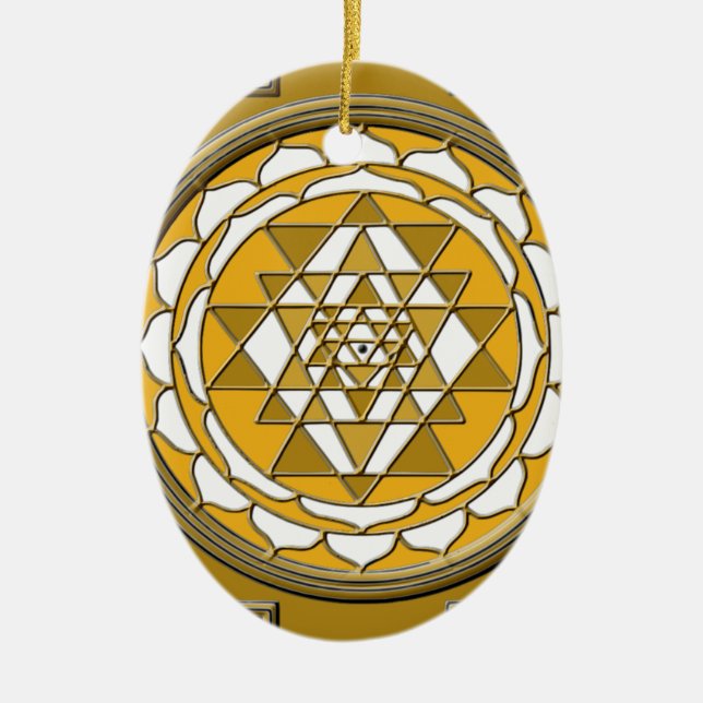 Sri Yantra brons Julgransprydnad Keramik (Framsidan)