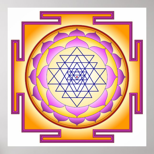 Sri Yantra Chakra Shiva Shakti Navayoni Gudinnan  Poster (Framsidan)
