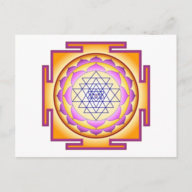 Sri Yantra Chakra Shiva Shakti Navayoni Gudinnan  Vykort (Framsida)