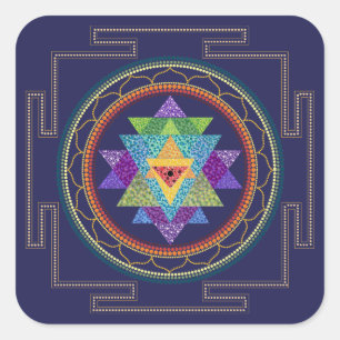 Sri Yantra-dekal Fyrkantigt Klistermärke