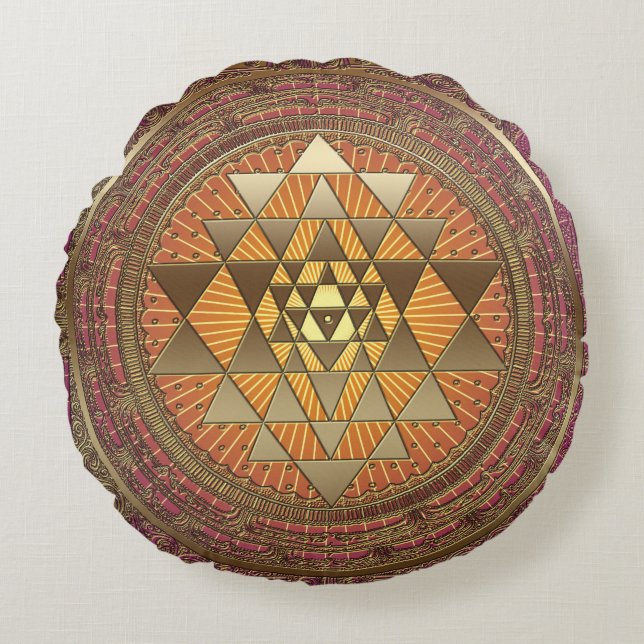 Sri Yantra den purpurfärgade solen - kudde (Framsidan)