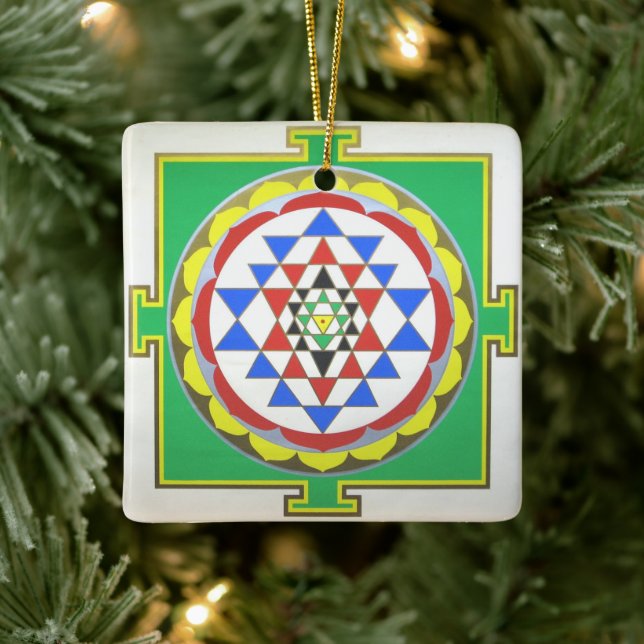 Sri Yantra - Exakta Färger Julgransprydnad Keramik (Träd)
