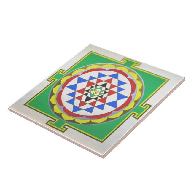 Sri Yantra - Exakta Färger Kakelplatta (Sidan)