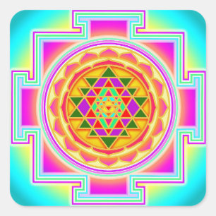 Sri Yantra Fyrkantigt Klistermärke