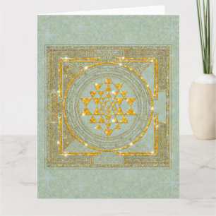 Sri Yantra Golden Glitter - hälsningskort Kort