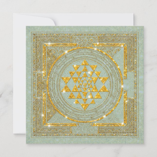 Sri Yantra Golden Glitter - Inbjudningskort (Framsida)