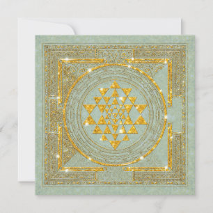 Sri Yantra Golden Glitter - Inbjudningskort
