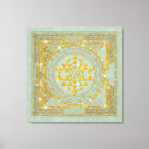 Sri Yantra Golden Glitter - Wrapped Canvas