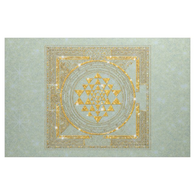 Sri Yantra guld- glitter - tyg (Yard)