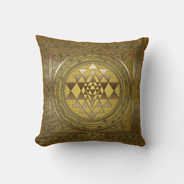 Sri Yantra Guld - Pillow Kudde (Framsida)