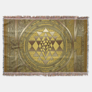 Sri Yantra Guld - Throw Blanket Filt