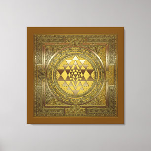 Sri Yantra Guld - Wrapped Canvas
