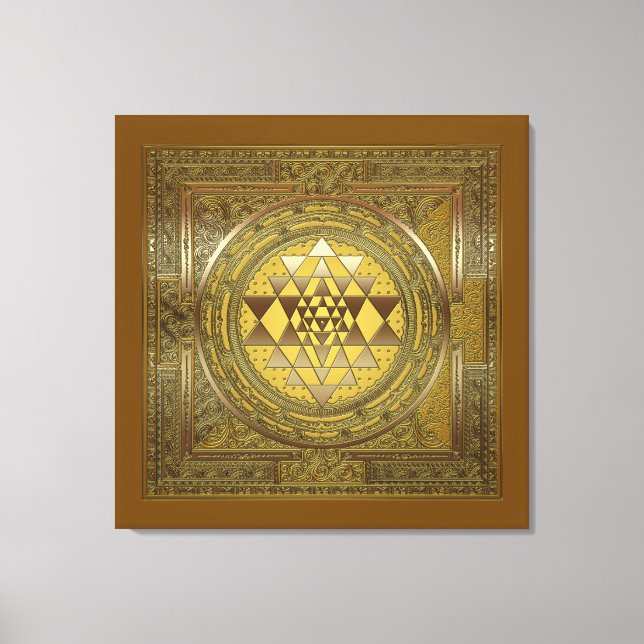 Sri Yantra Guld - Wrapped Canvas (Framsida)