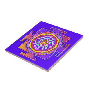 Sri Yantra - Hinduism Symbol Design 1 Kakelplatta