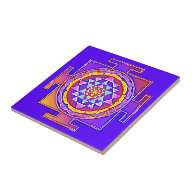 Sri Yantra - Hinduism Symbol Design 1 Kakelplatta (Sidan)