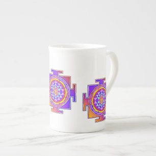 Sri Yantra - hinduistisk symboldesign 1 Benporslin Mugg