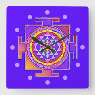 Sri Yantra - hinduistisk symboldesign 1 Fyrkantig Klocka
