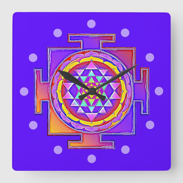 Sri Yantra - hinduistisk symboldesign 1 Fyrkantig Klocka (Framsida)
