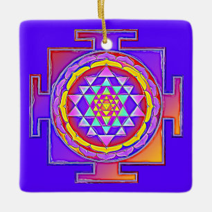 Sri Yantra - hinduistisk symboldesign 1 Julgransprydnad Keramik