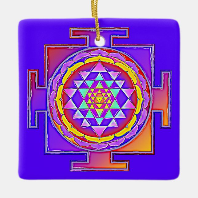Sri Yantra - hinduistisk symboldesign 1 Julgransprydnad Keramik (Framsida)