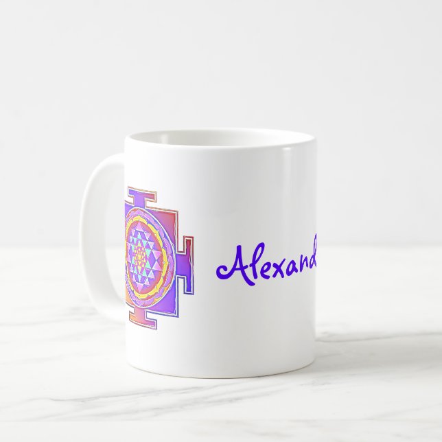 Sri Yantra - hinduistisk symboldesign 1 Kaffemugg (Framsida vänster)