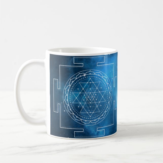 Sri Yantra Indigo Helig Geometry Mugg (Vänster)