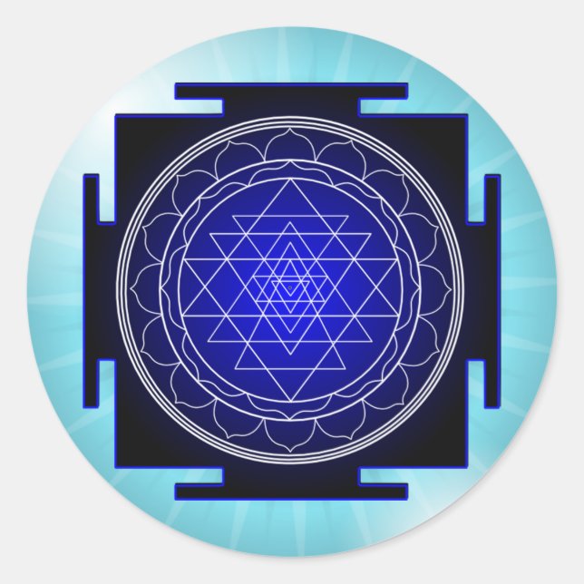 Sri yantra-klistermärken runt klistermärke (Framsida)