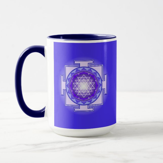 Sri Yantra Mandala Lila och Blue Combo Mugg (Vänster)