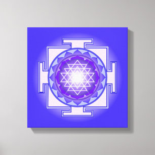 Sri Yantra Mandala Lila och Blue-Kanvastrycket Canvastryck
