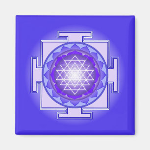 Sri Yantra Mandala Lila och Blue Magnet