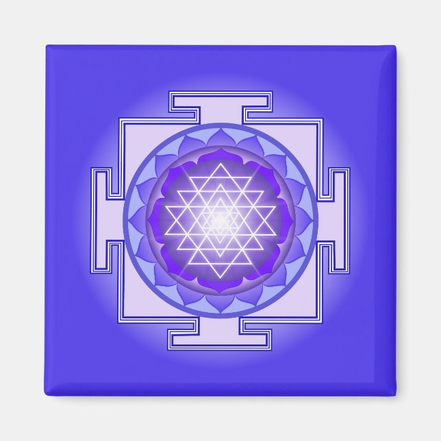 Sri Yantra Mandala Lila och Blue Magnet (Framsidan)