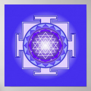 Sri Yantra Mandala Lila och Blue Print Poster