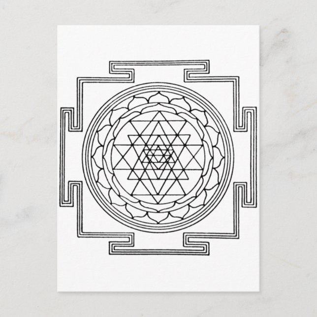 Sri Yantra Mandala Vykort (Framsida)