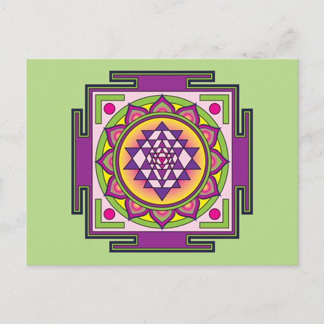 Sri Yantra Mandala Vykort (Framsida)