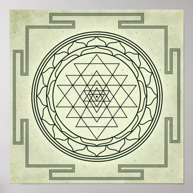 Sri Yantra on Parchment Poster (Framsidan)